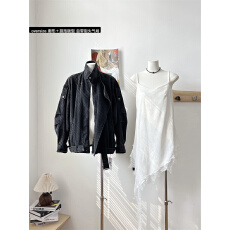 批发套装2026新款<b class='q'>冬</b>装慵懒风宽松牛仔夹克外套蕾丝不规则吊带连衣裙