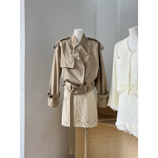 批发套装女春季2026新款爆款高级感短款夹克风衣外套高腰显瘦<b class='q'>蕾丝</b>短裙