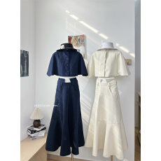 批发气质御姐风穿搭时尚显瘦百搭斗篷上衣女秋<b class='q'>冬</b>季休闲别致a字半身裙