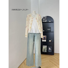 批发甜美温柔风花朵<b class='q'>长袖</b>针织开衫女夏季新款洋气减龄薄款防晒外套上衣