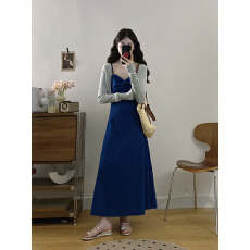 批发实拍 大码女装冰川美人法式气质纯欲设计感吊带连衣裙女胖MM收腰