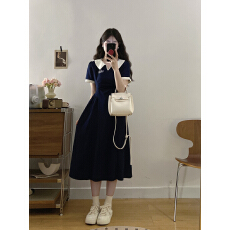 批发实拍 大码美式复古撞色polo领连衣裙女2026<b class='q'>夏</b>季纯欲辣妹显瘦气质