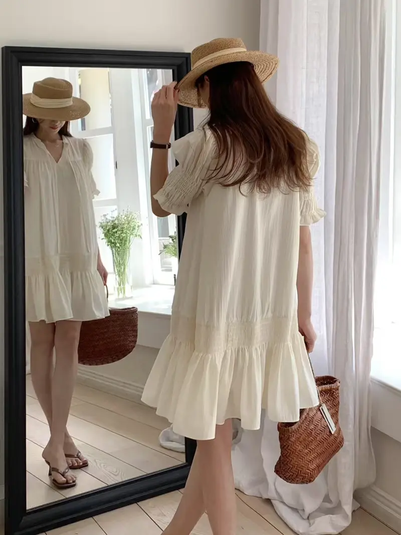 프렌치 스타일 V넥 원피스 상세 이미지 6
