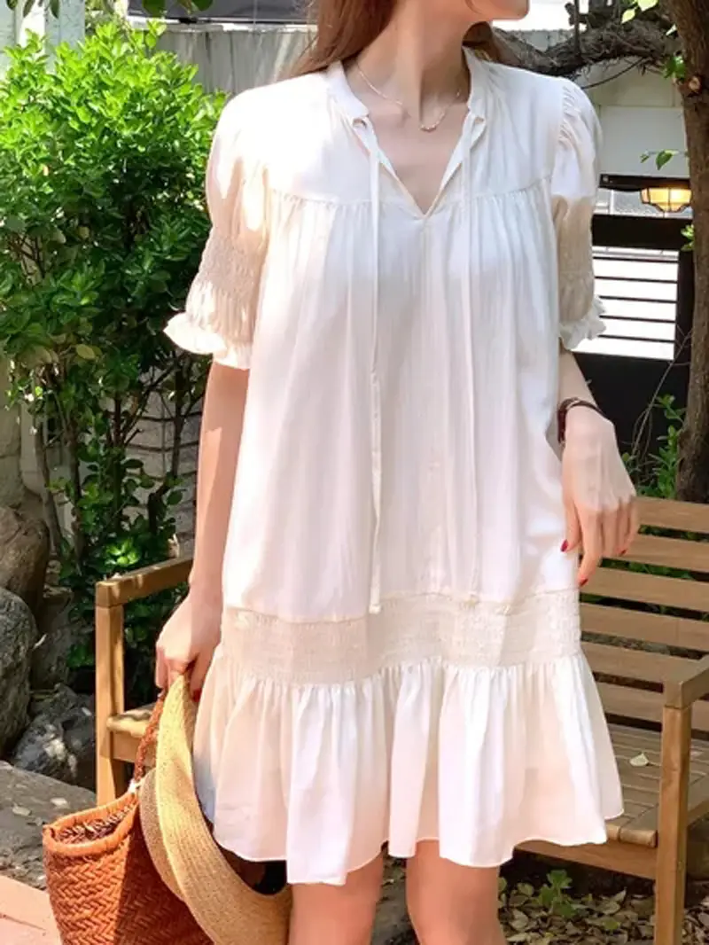 프렌치 스타일 V넥 원피스 상세 이미지 9