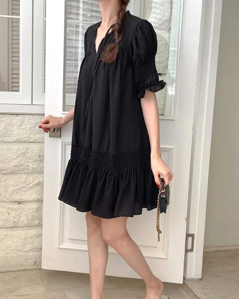프렌치 스타일 V넥 원피스 상세 이미지 18