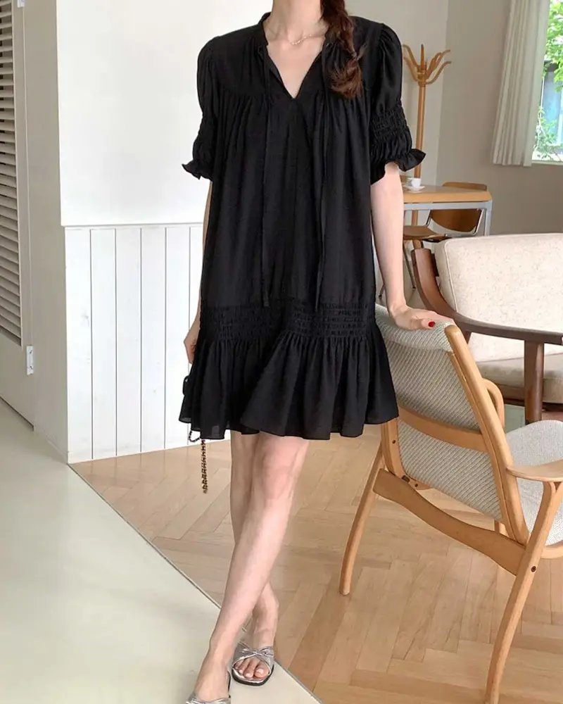 프렌치 스타일 V넥 원피스 상세 이미지 19