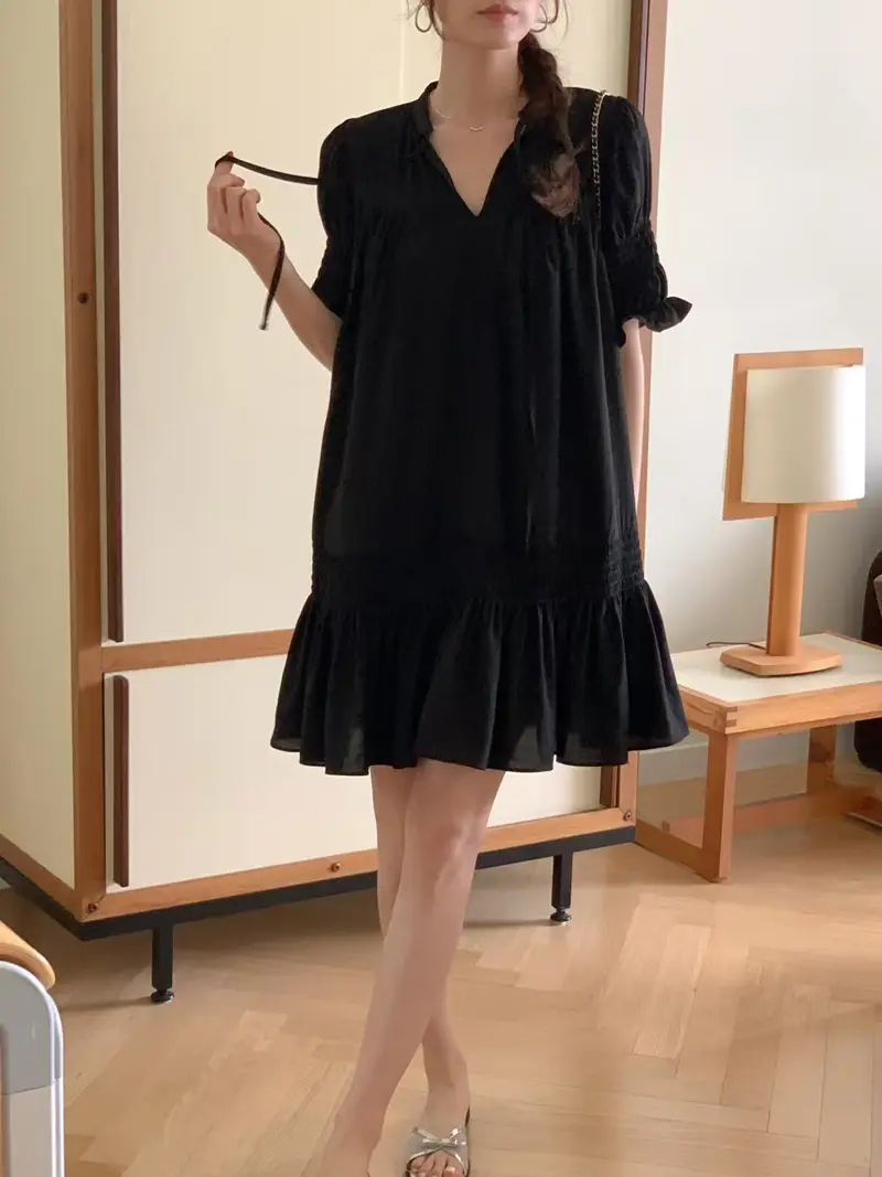프렌치 스타일 V넥 원피스 상세 이미지 21