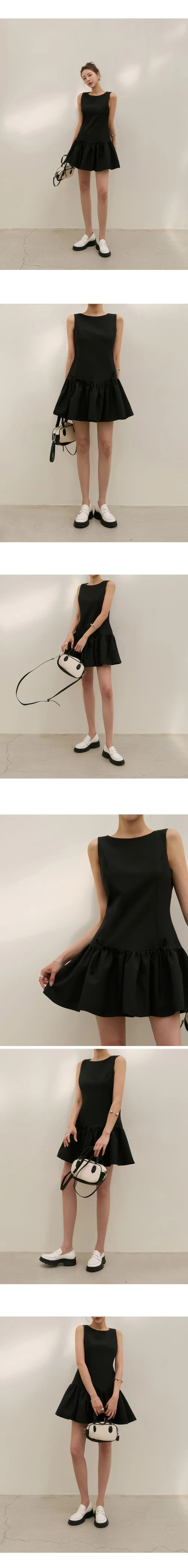 프렌치 감성 라운드넥 민소매 펀칭 원피스 상세 이미지 8