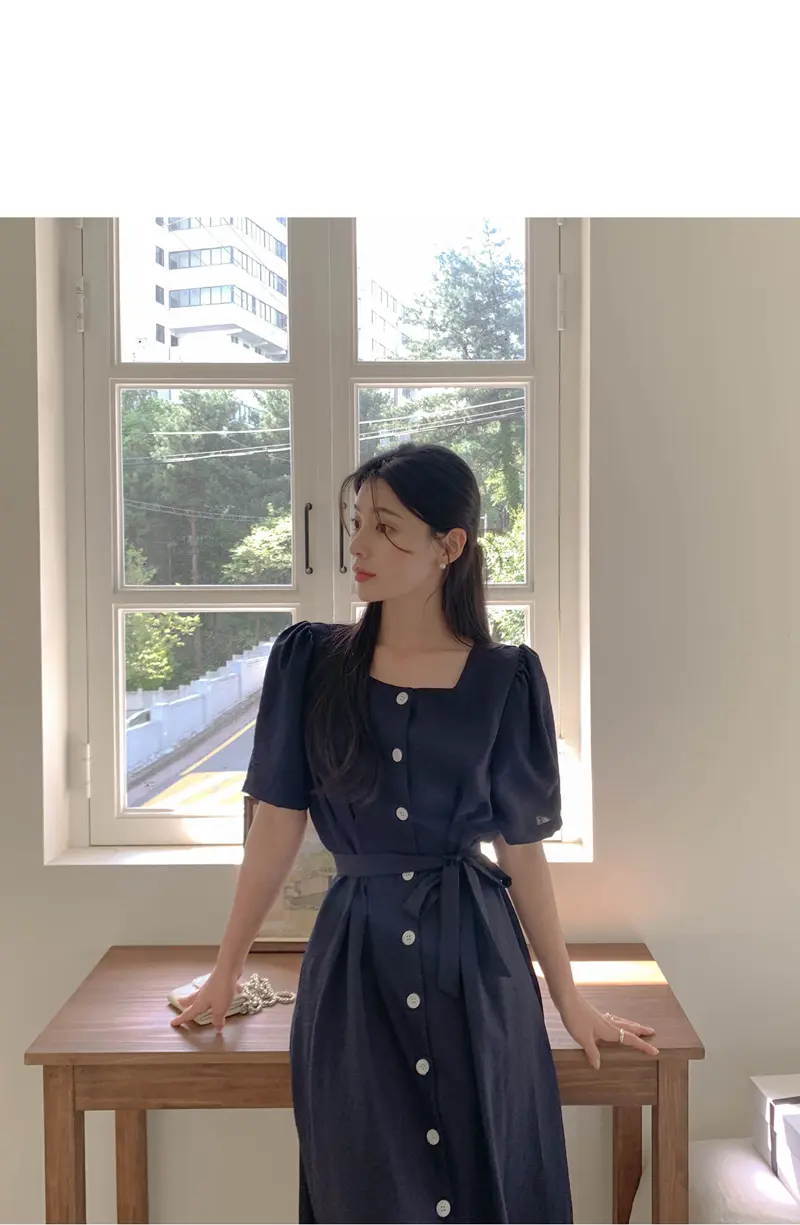 프렌치 스타일 방형 넥 원피스 상세 이미지 36