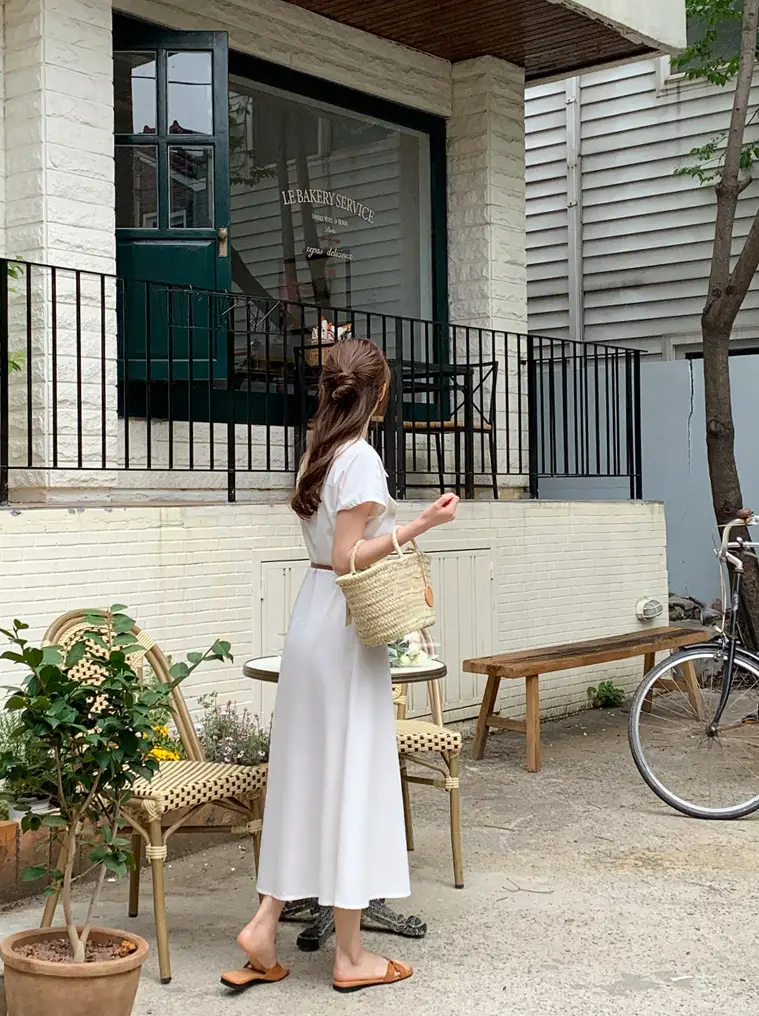 폴드 칼라 복고풍 원피스(허리끈 포함) 상세 이미지 14