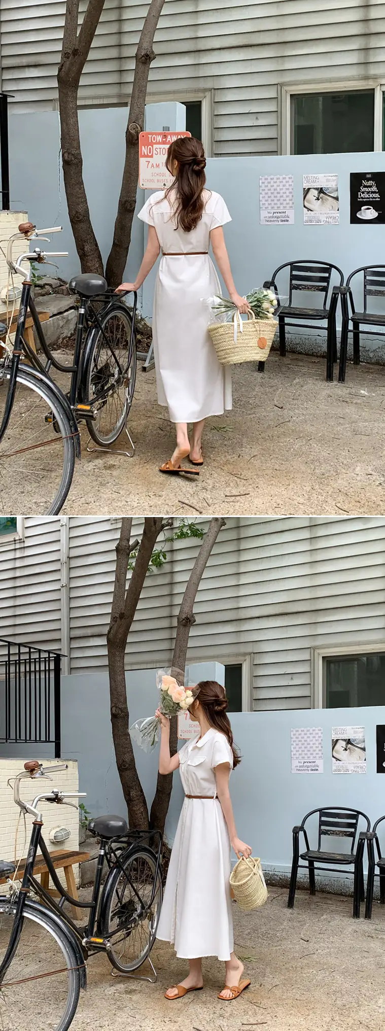 폴드 칼라 복고풍 원피스(허리끈 포함) 상세 이미지 19