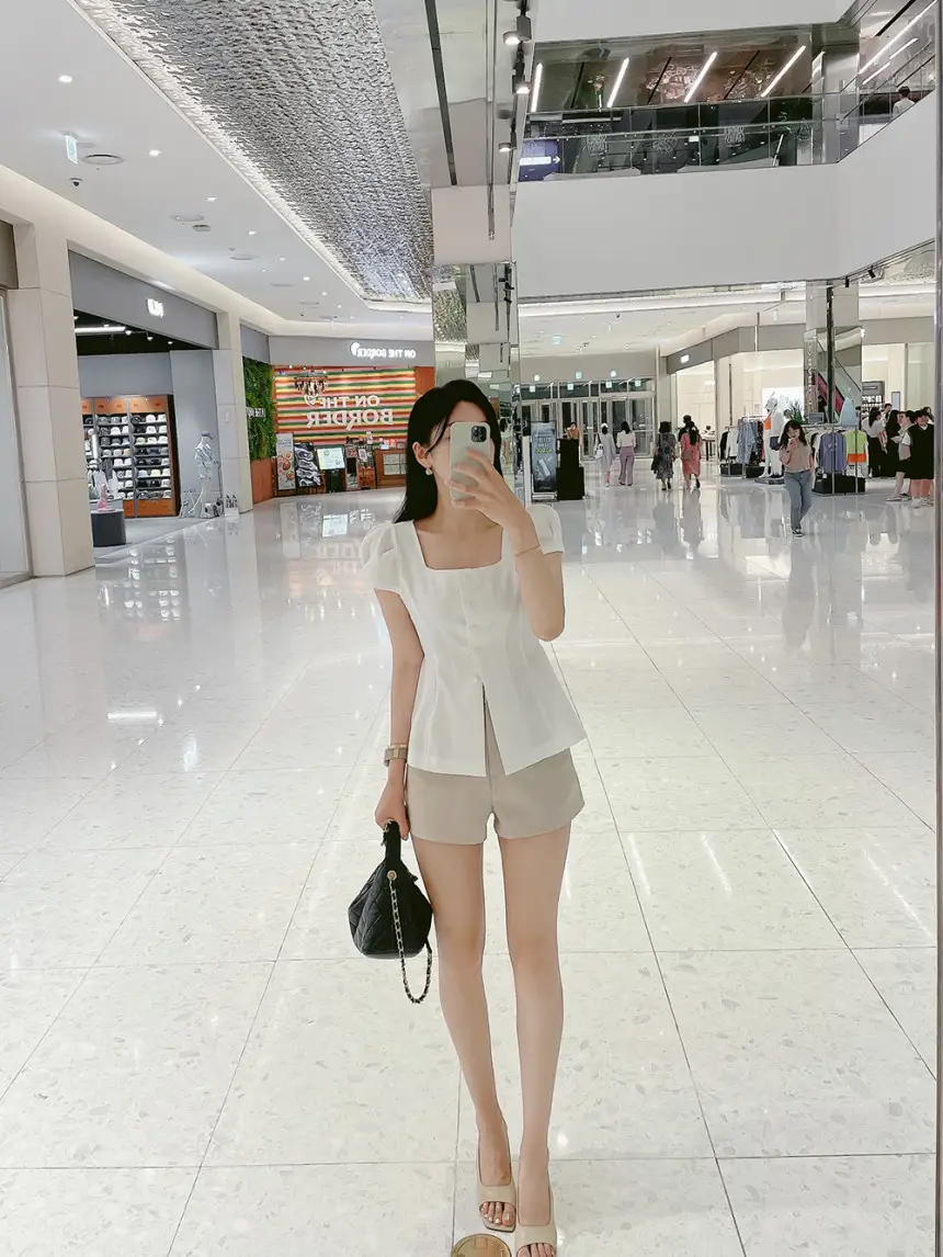 프렌치 스타일 사각 넥 리본 셔츠 상세 이미지 21