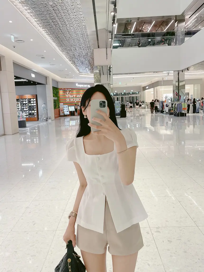 프렌치 스타일 사각 넥 리본 셔츠 상세 이미지 23