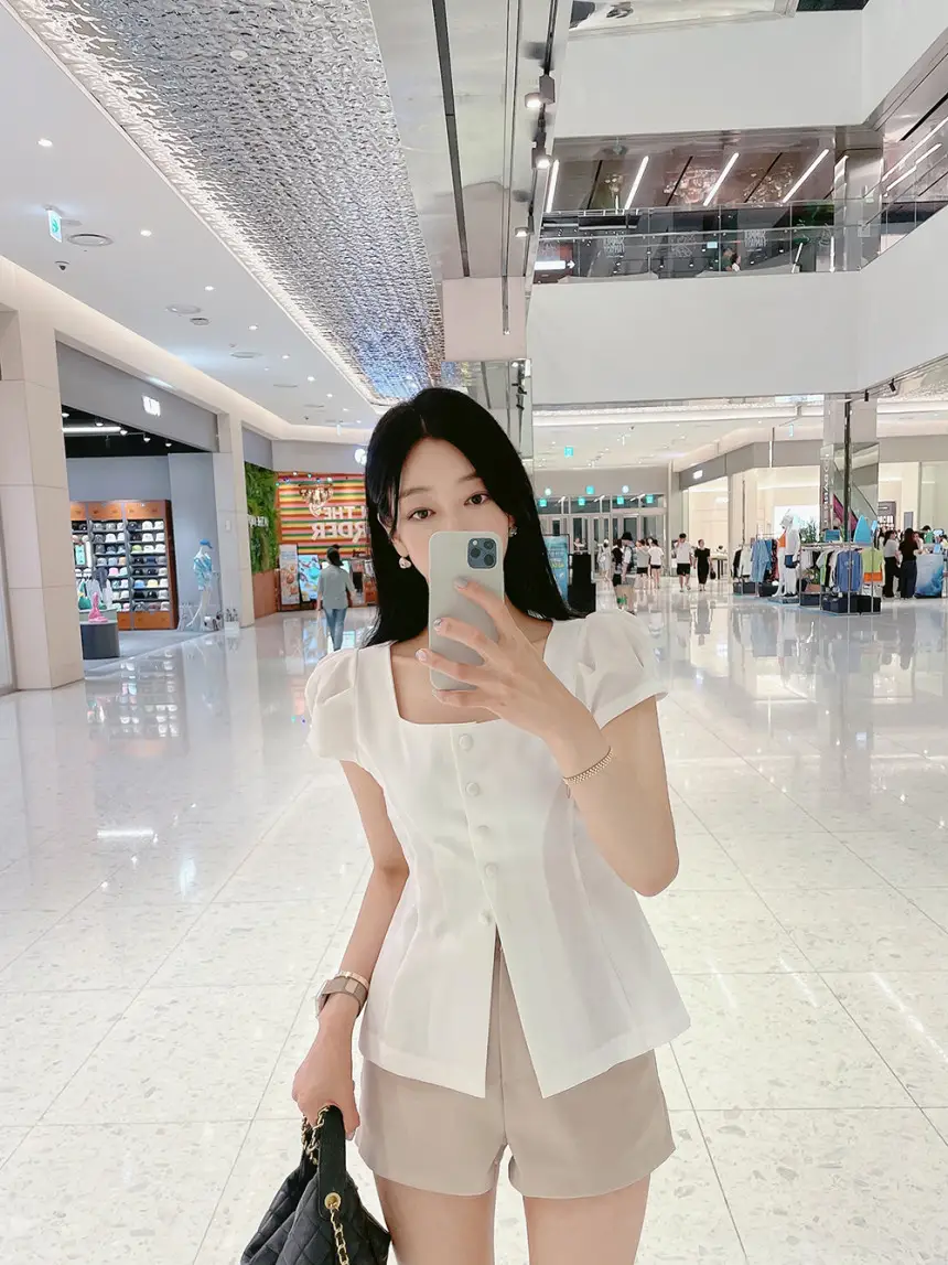 프렌치 스타일 사각 넥 리본 셔츠 상세 이미지 26