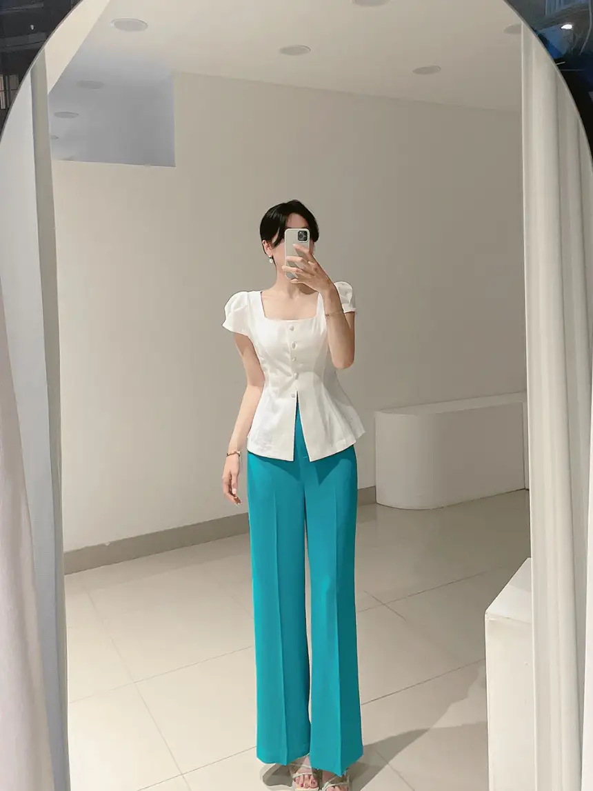 프렌치 스타일 사각 넥 리본 셔츠 상세 이미지 37