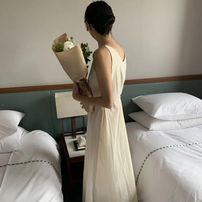 여성용 V넥 민소매 원피스 상세 이미지 6