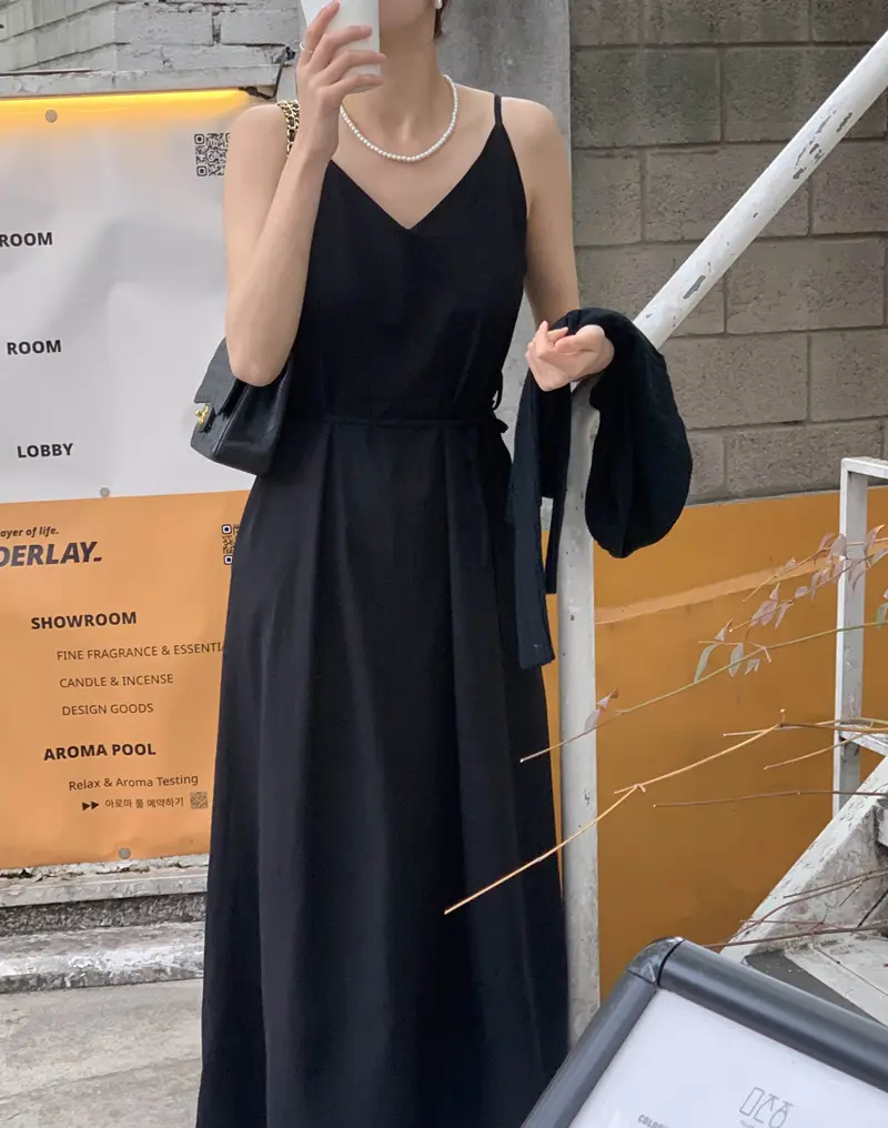 여성용 V넥 민소매 원피스 상세 이미지 25