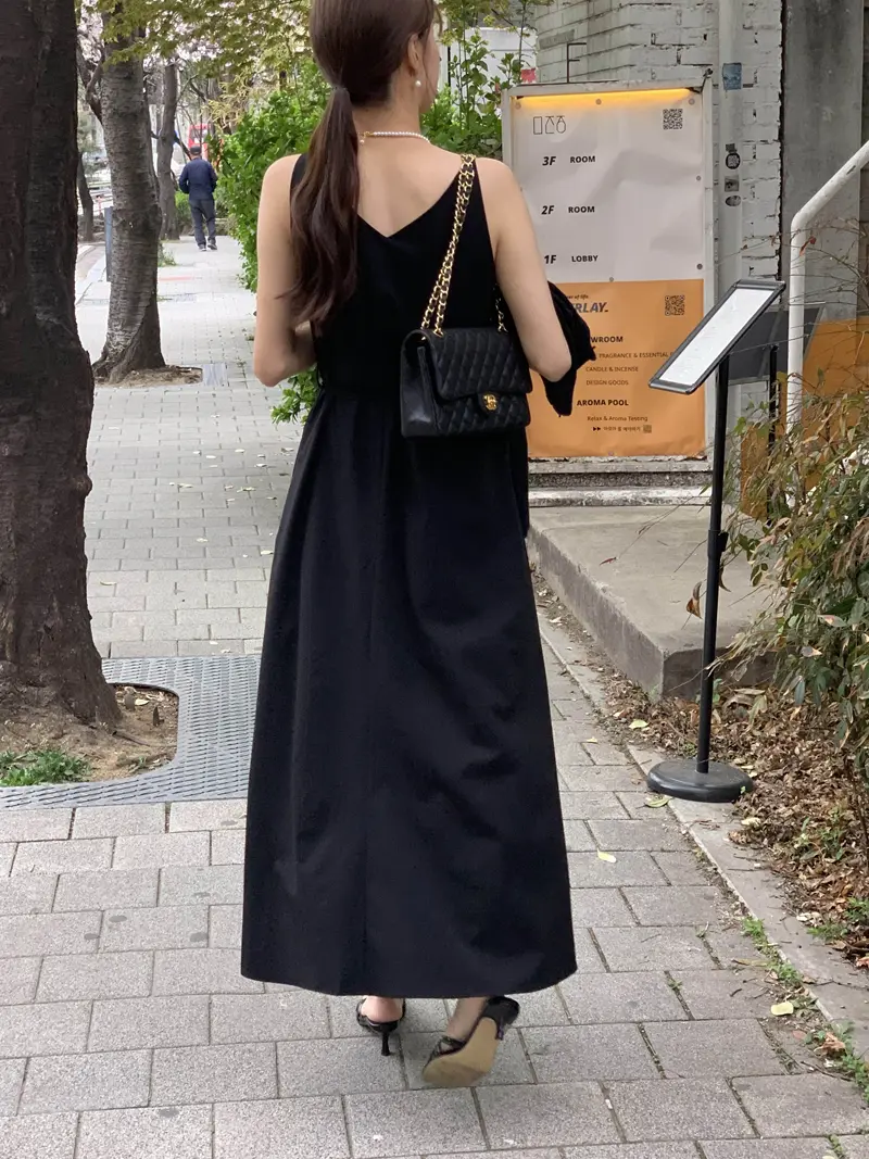 여성용 V넥 민소매 원피스 상세 이미지 29