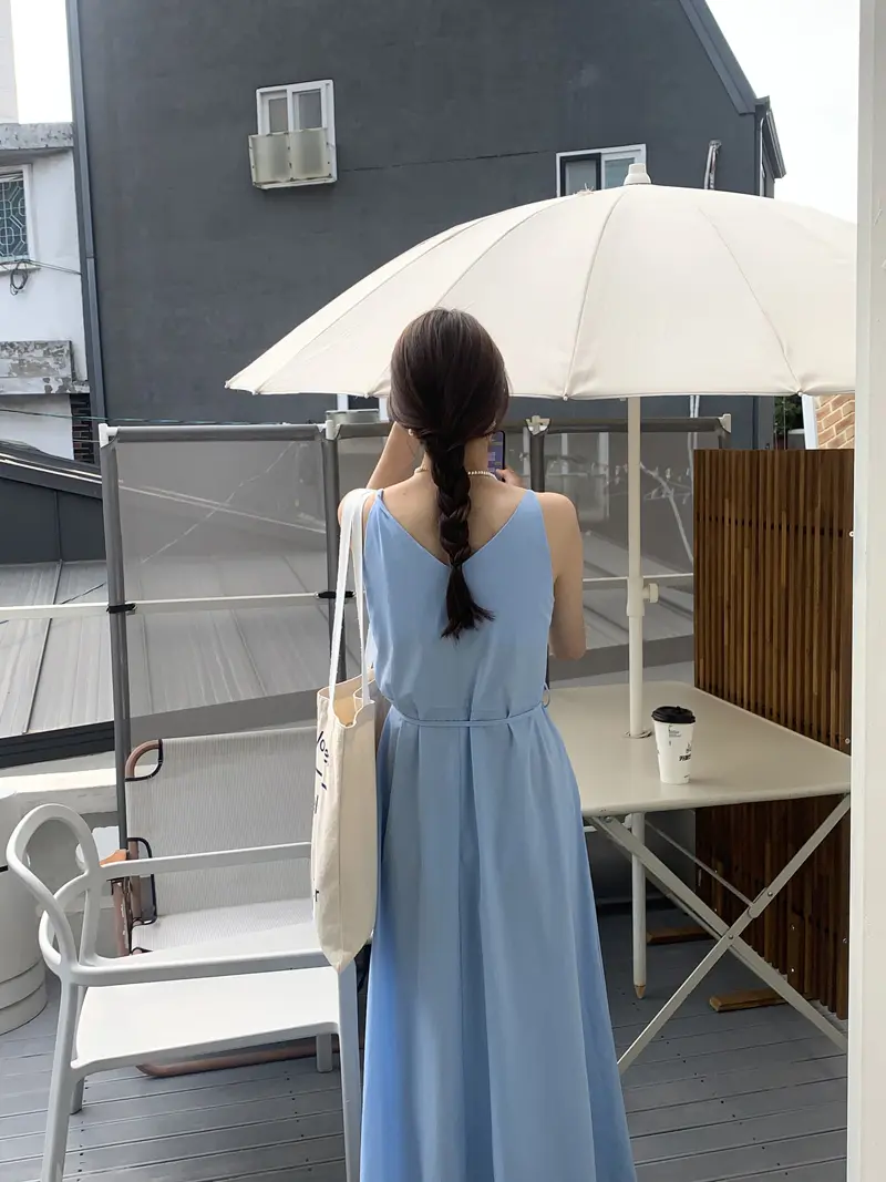 여성용 V넥 민소매 원피스 상세 이미지 37
