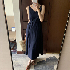 批发尺寸已更新 韩国chic 夏季通勤法式V领度假风吊带<b class='q'>连衣裙</b> 7色
