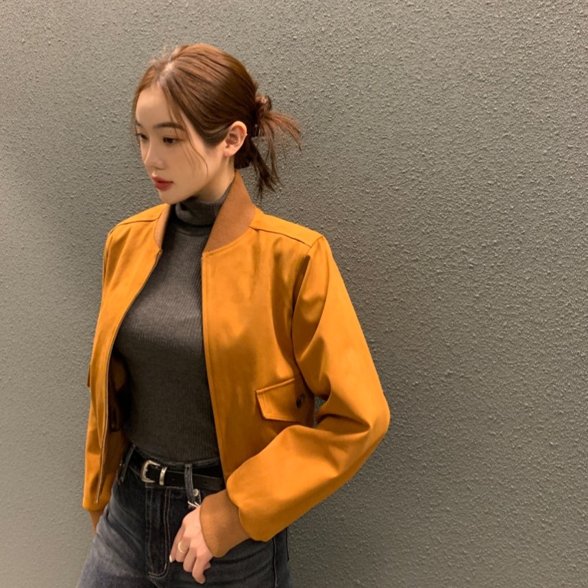 BY35565# 韩国chic秋冬麂皮夹克外套 服裝批發女裝批發服飾貨源