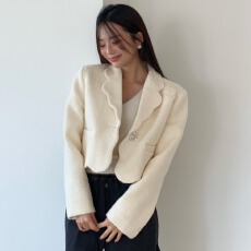批发韩国chic 法式高级设计感别致纽扣毛呢短款外套