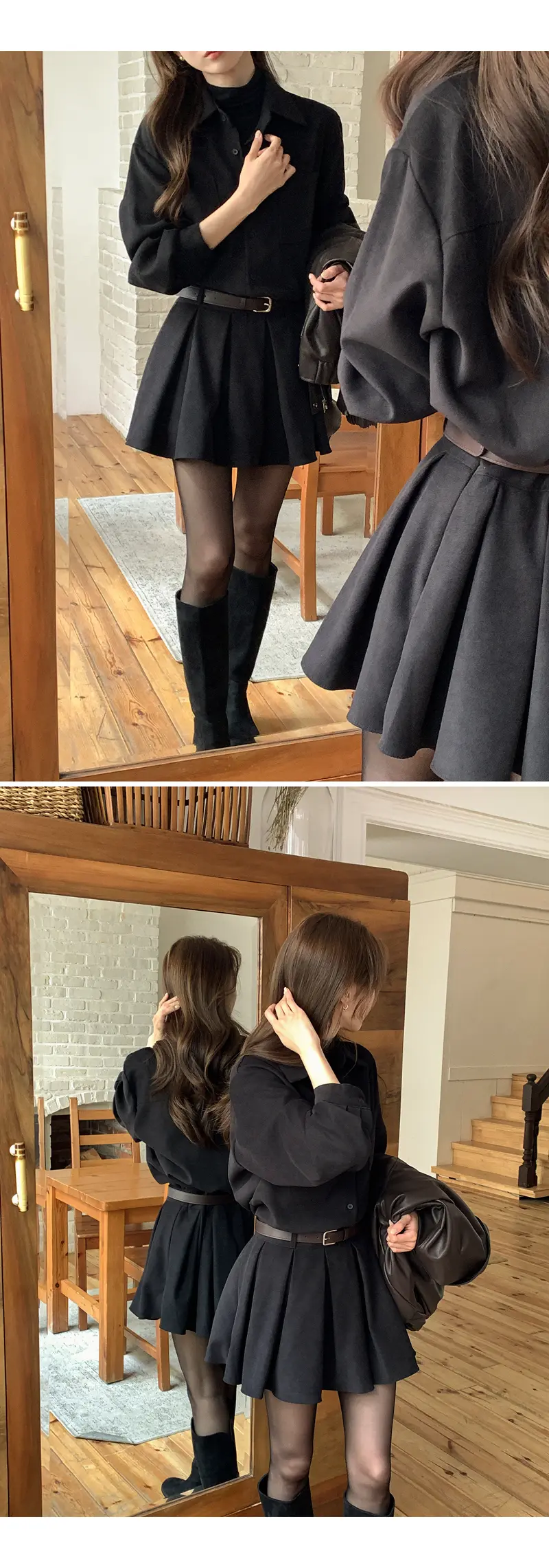 한국풍 복고 스타일 백플리츠 원피스(허리끈 포함) 상세 이미지 16