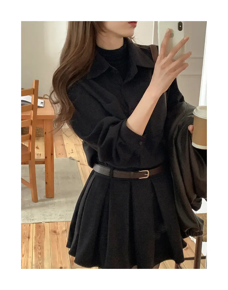 한국풍 복고 스타일 백플리츠 원피스(허리끈 포함) 상세 이미지 17