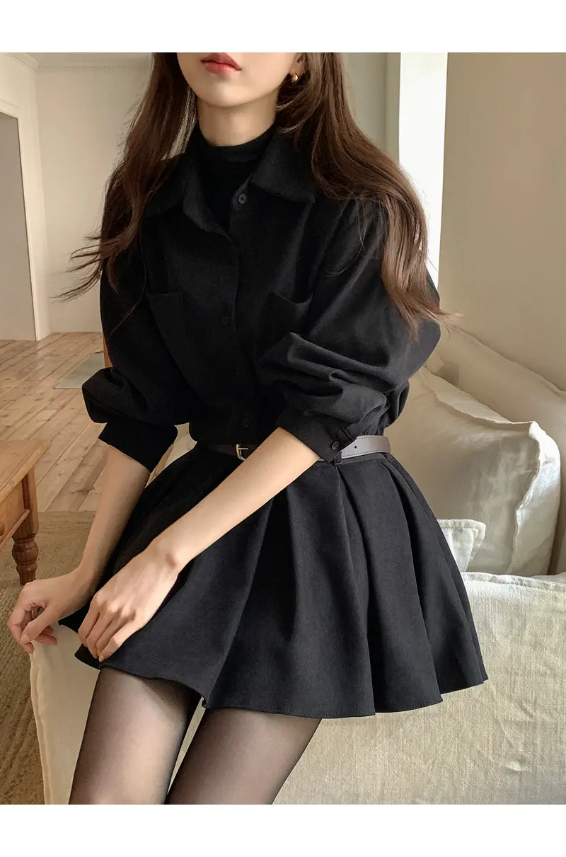한국풍 복고 스타일 백플리츠 원피스(허리끈 포함) 상세 이미지 22