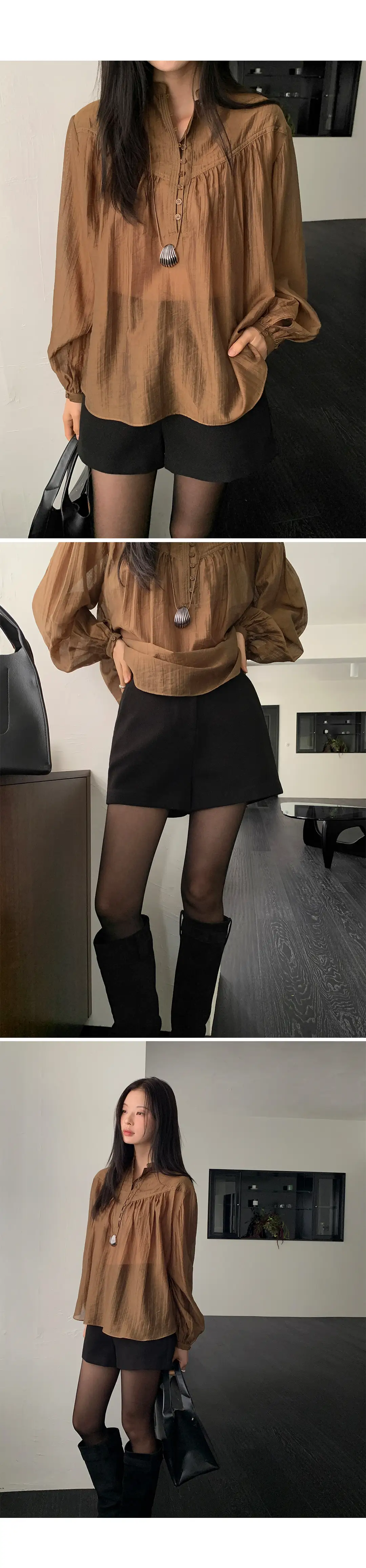 한국식 스타일 루즈핏 셔츠 상세 이미지 4