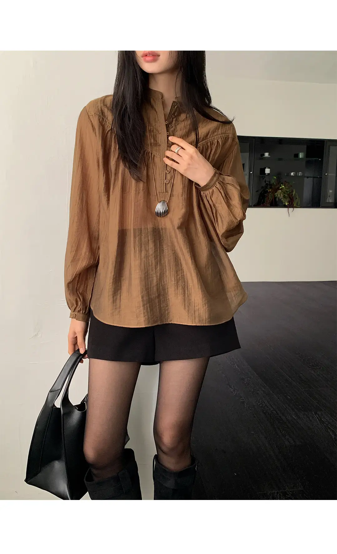 한국식 스타일 루즈핏 셔츠 상세 이미지 10