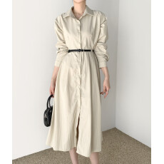 批发韩国chic 极简经典复古<b class='q'>连衣裙</b> 配腰带