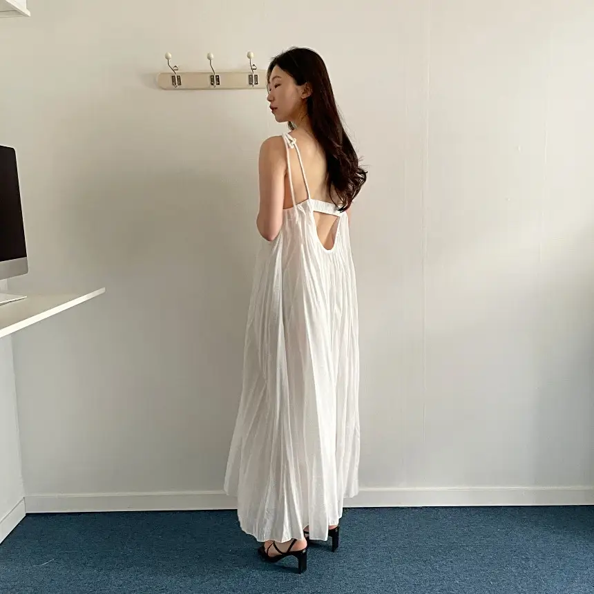 여성용 프렌치 리조트 스타일 노스리브 원피스 상세 이미지 2