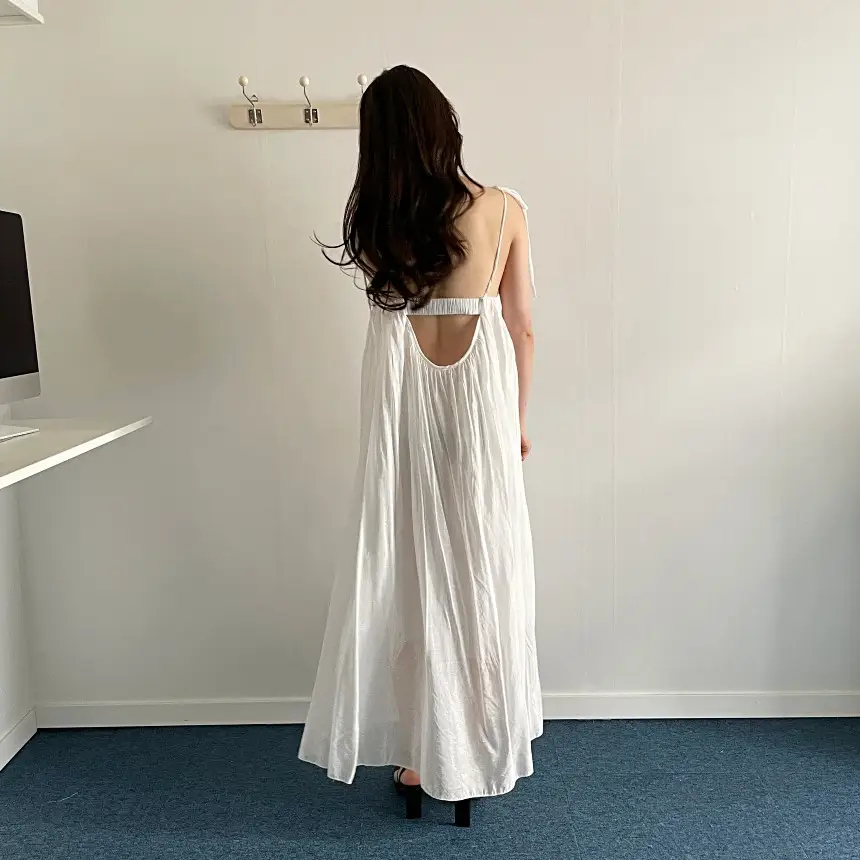 여성용 프렌치 리조트 스타일 노스리브 원피스 상세 이미지 7