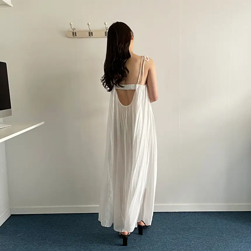 여성용 프렌치 리조트 스타일 노스리브 원피스 상세 이미지 11