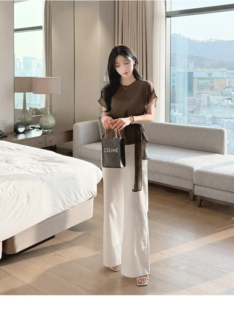 여성 라운드넥 리본 셔츠 블라우스 상세 이미지 25