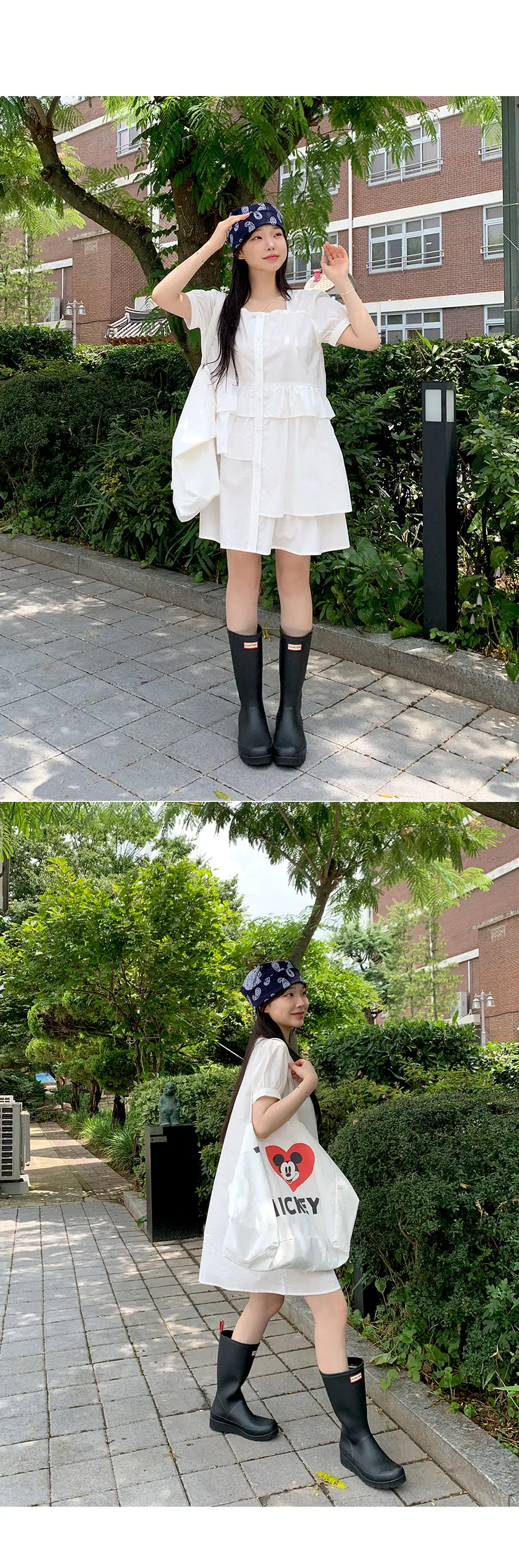 한국풍 원피스 라운드넥 불규칙 디자인 상세 이미지 1
