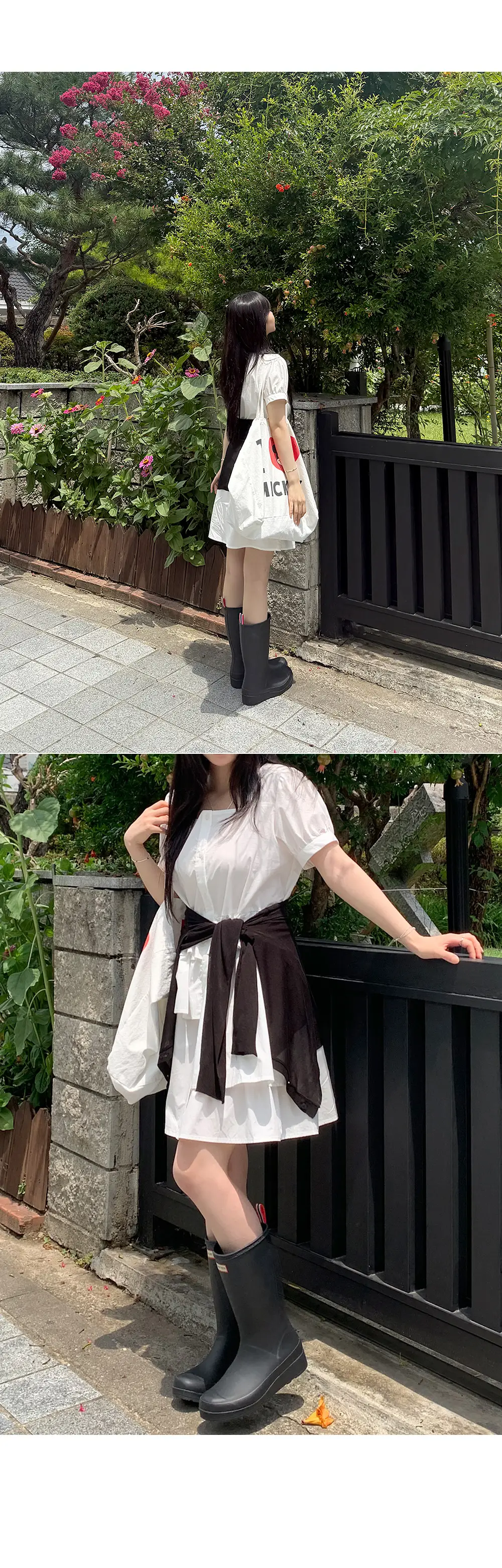 한국풍 원피스 라운드넥 불규칙 디자인 상세 이미지 5