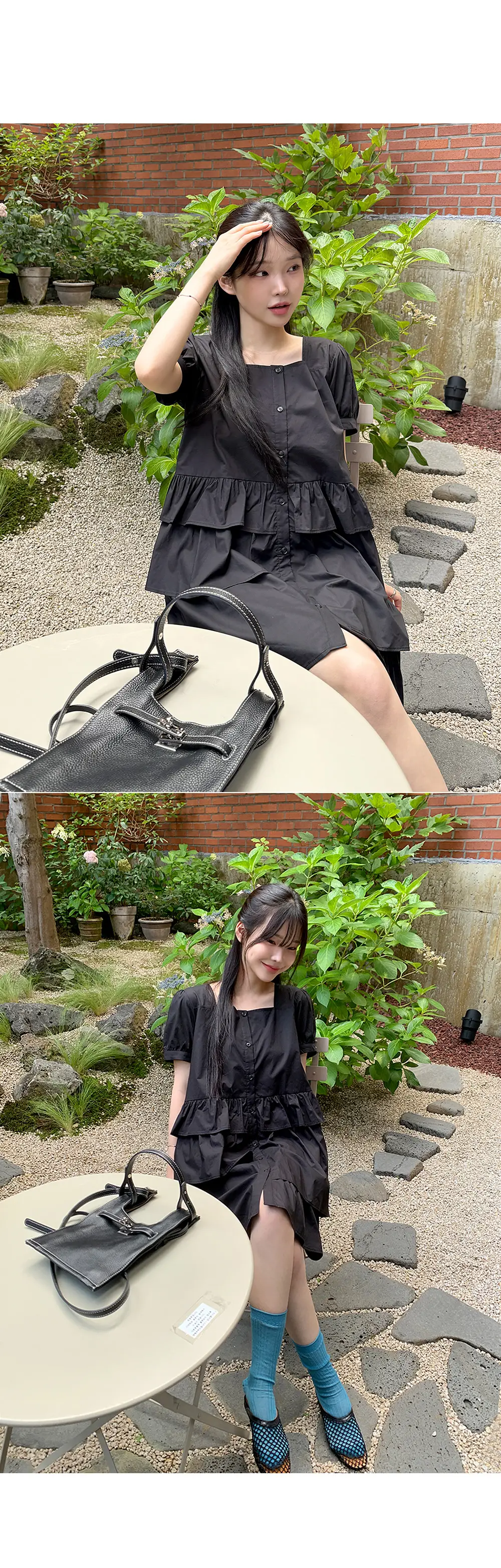 한국풍 원피스 라운드넥 불규칙 디자인 상세 이미지 6
