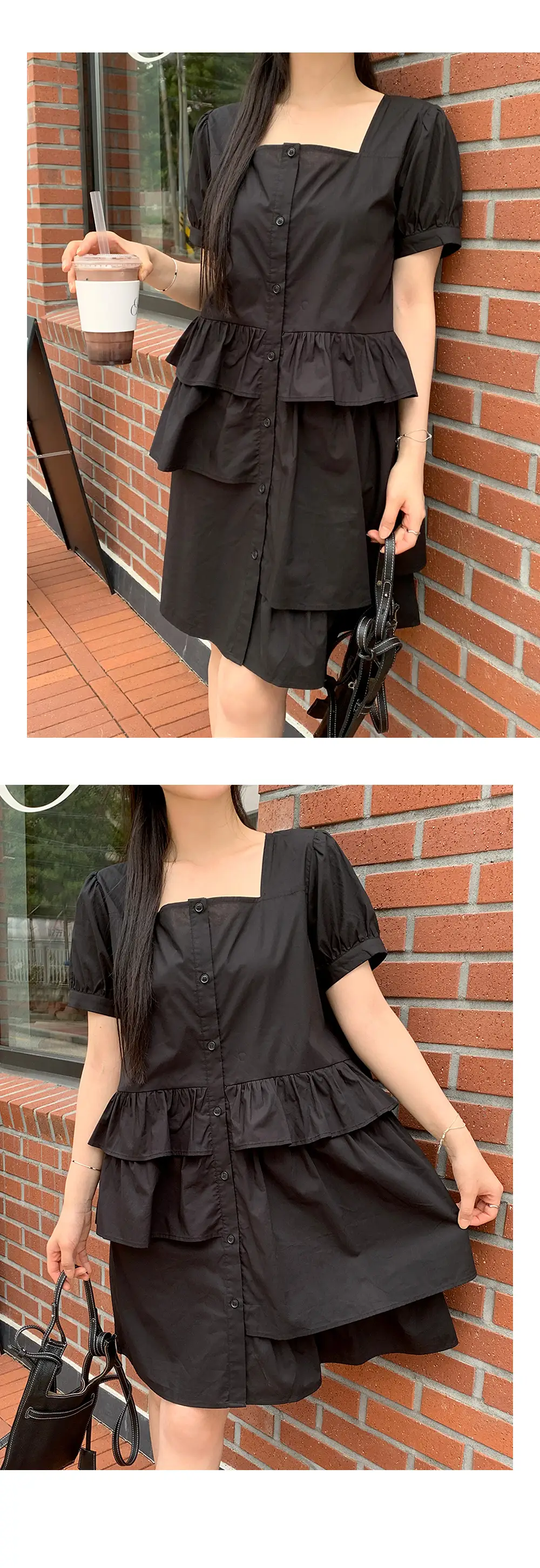한국풍 원피스 라운드넥 불규칙 디자인 상세 이미지 8