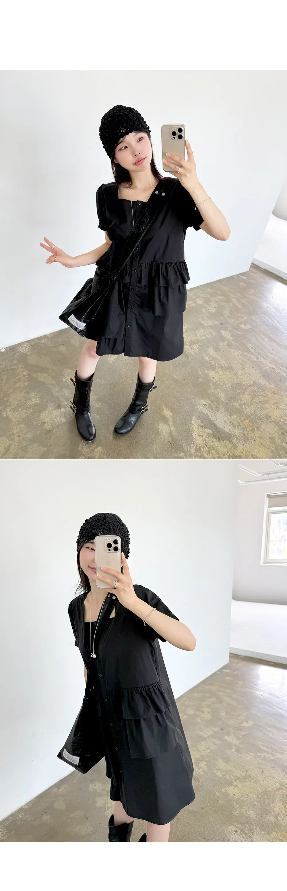 한국풍 원피스 라운드넥 불규칙 디자인 상세 이미지 10