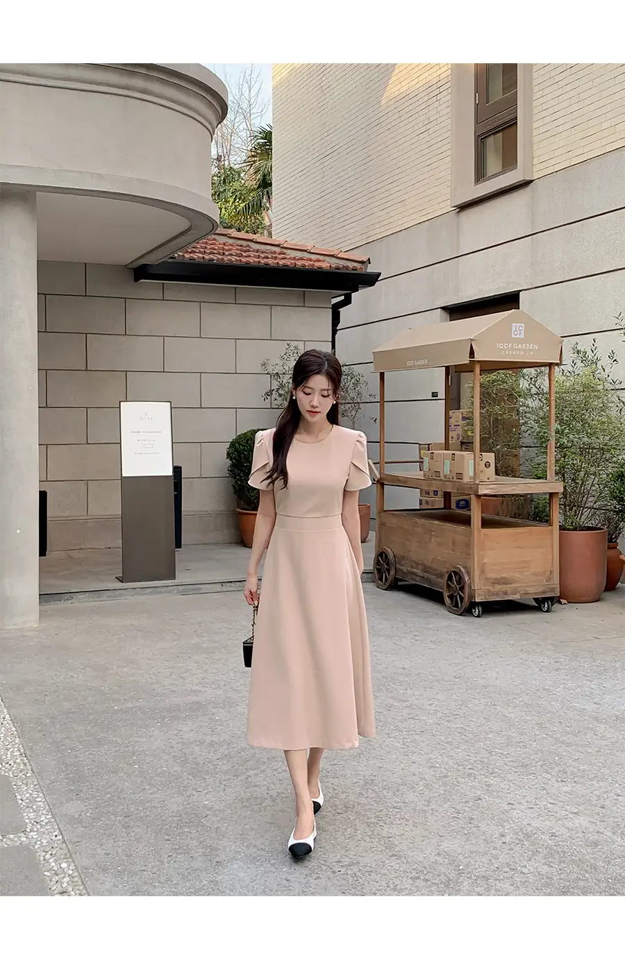라운드넥 통근용 중장원피스 상세 이미지 5