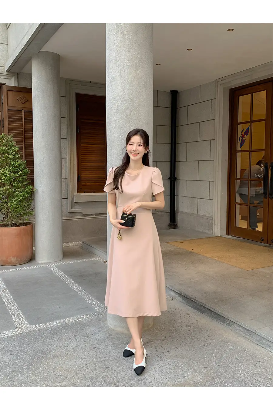 라운드넥 통근용 중장원피스 상세 이미지 7