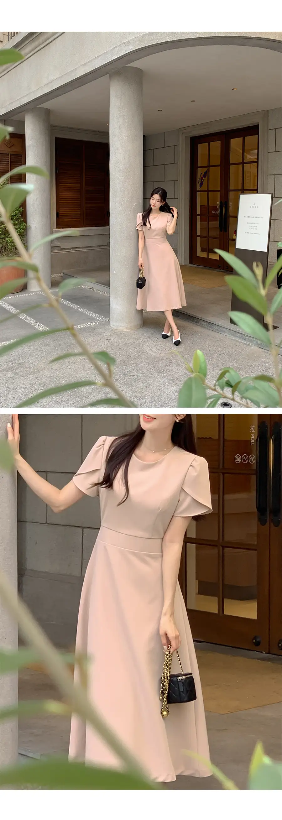 라운드넥 통근용 중장원피스 상세 이미지 9