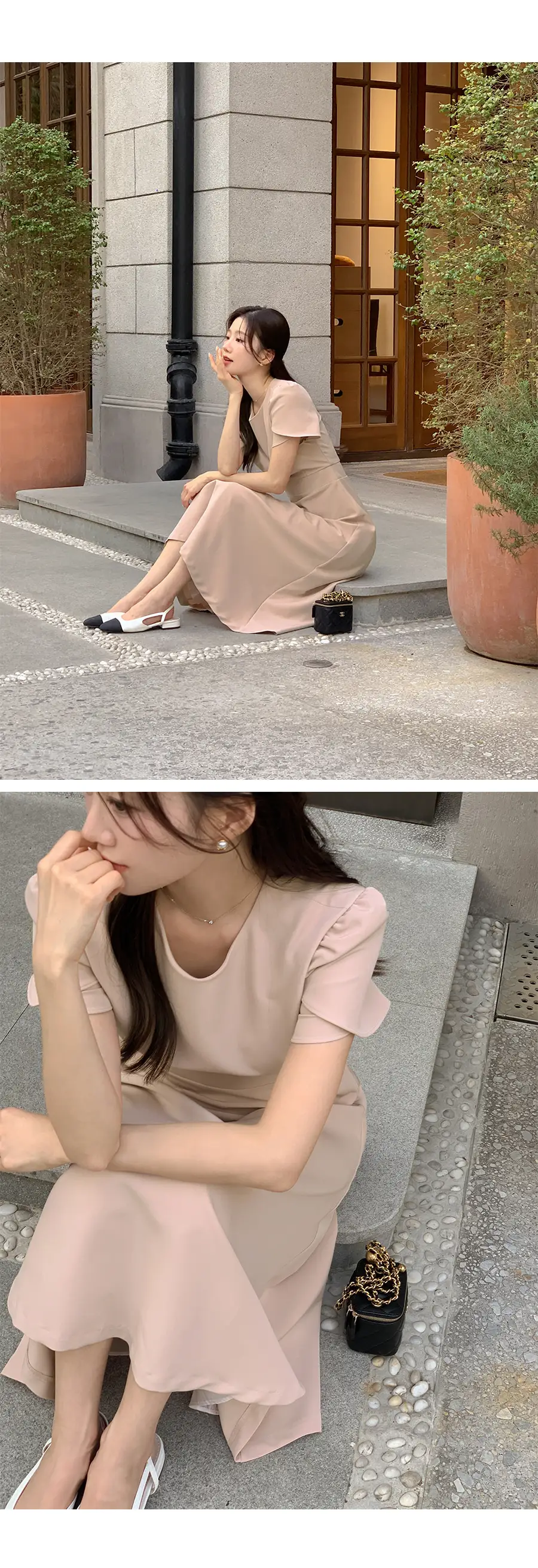 라운드넥 통근용 중장원피스 상세 이미지 10