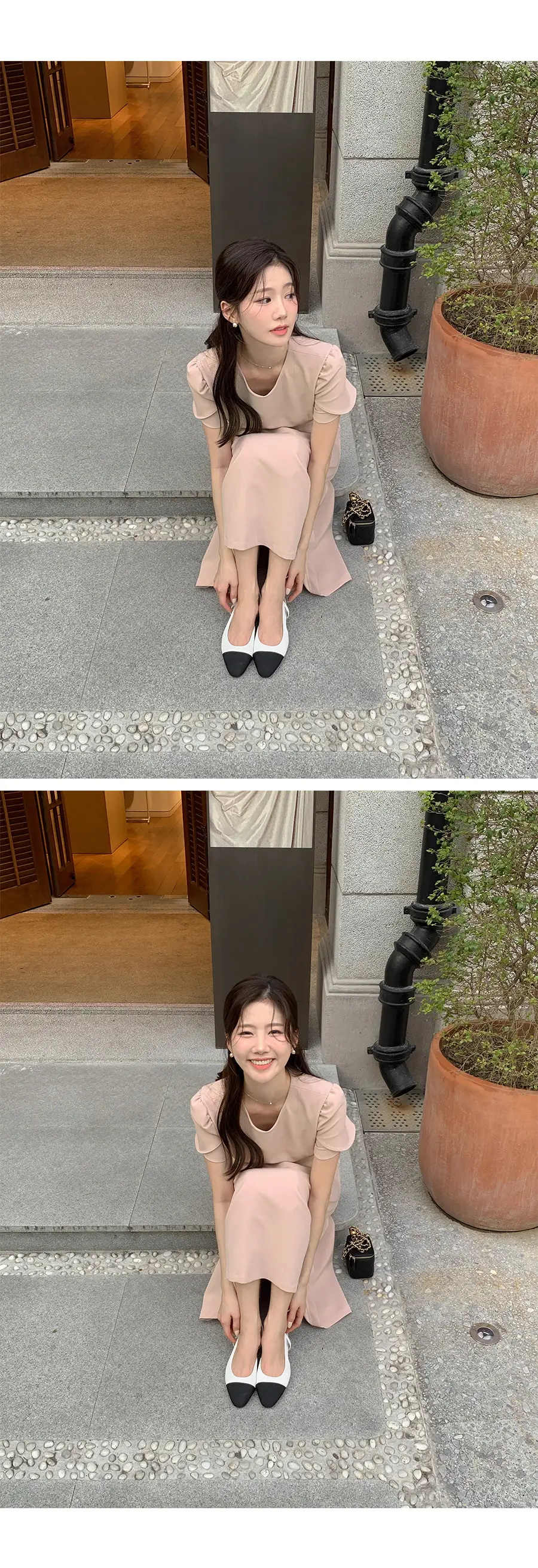 라운드넥 통근용 중장원피스 상세 이미지 11