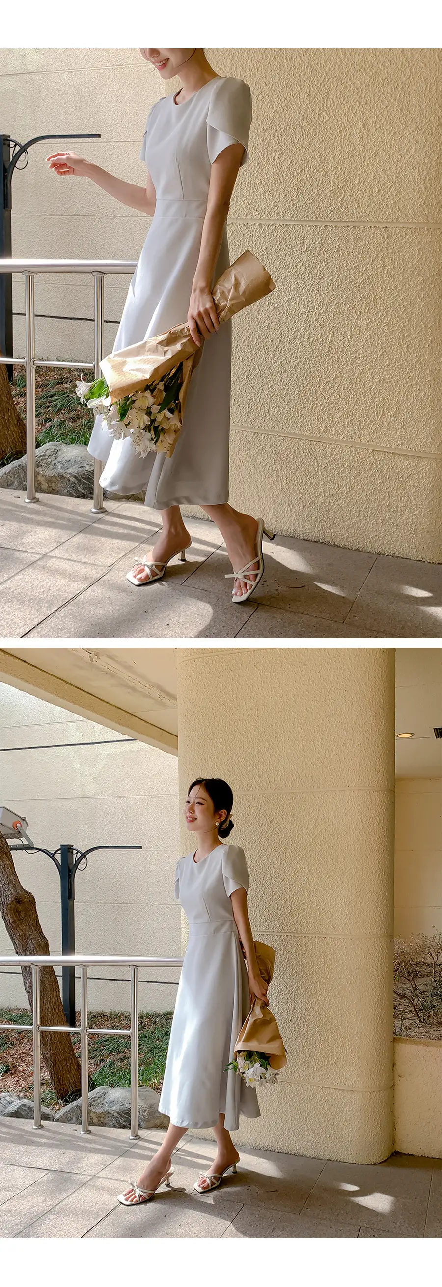 라운드넥 통근용 중장원피스 상세 이미지 13