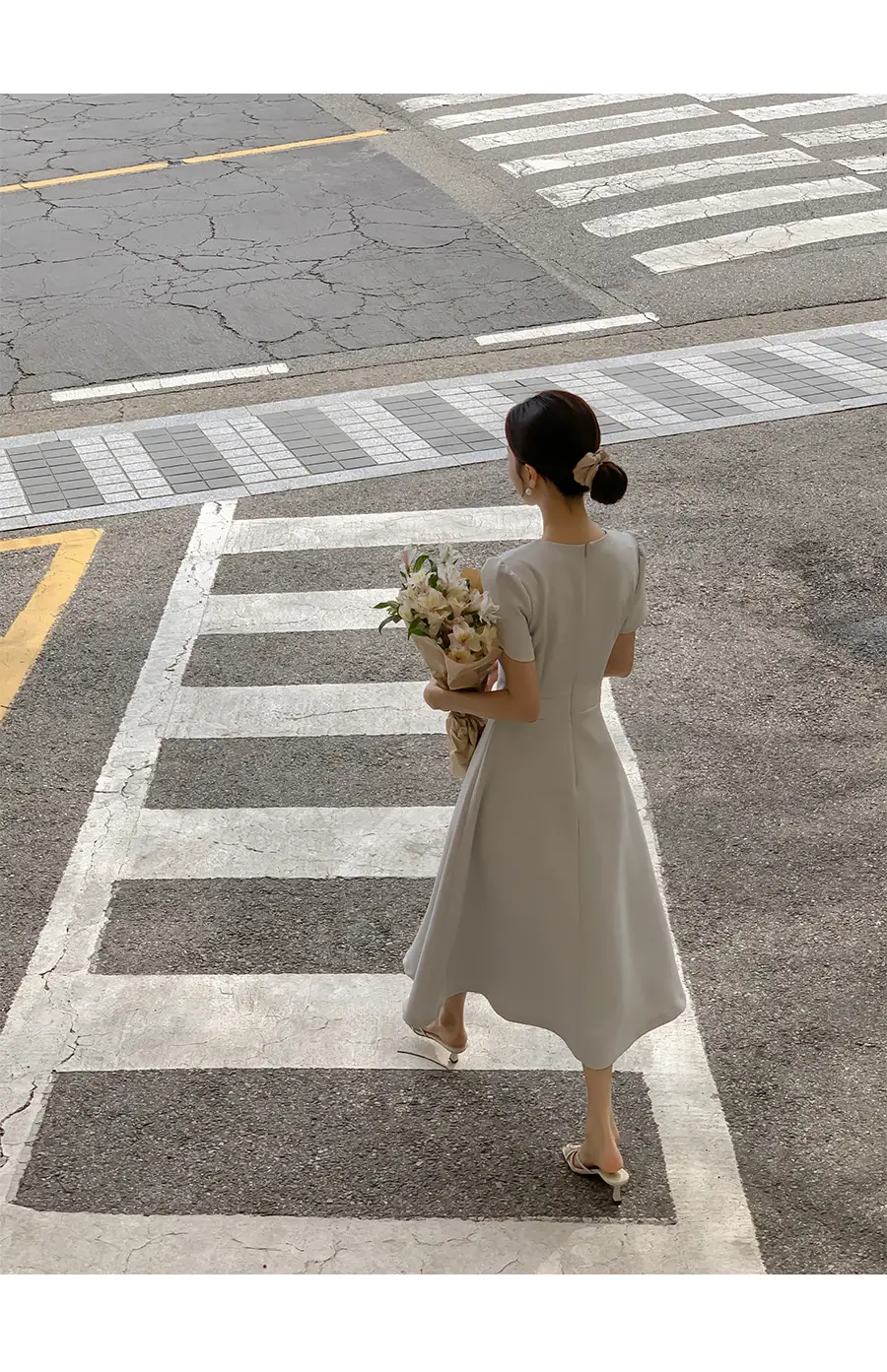 라운드넥 통근용 중장원피스 상세 이미지 16