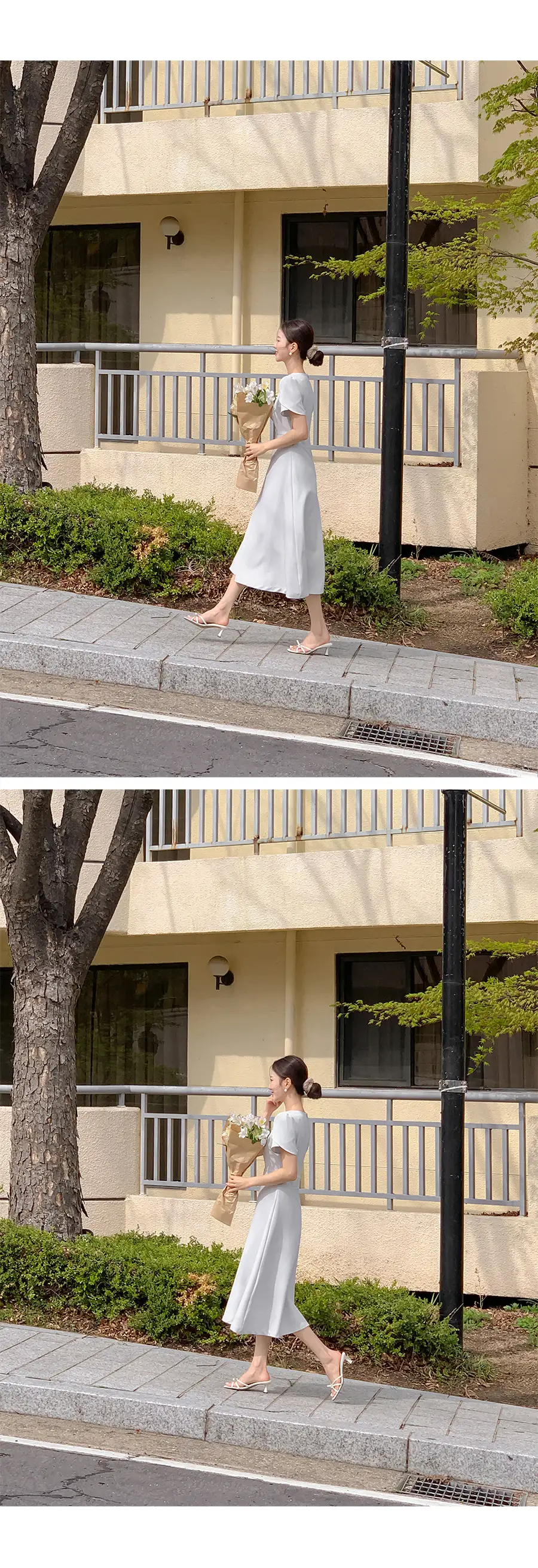 라운드넥 통근용 중장원피스 상세 이미지 21