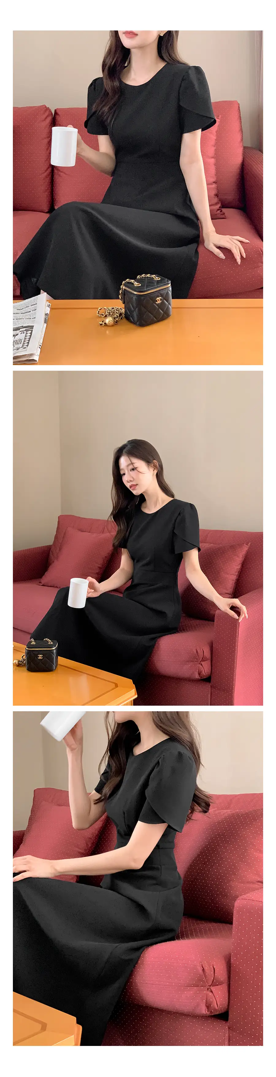 라운드넥 통근용 중장원피스 상세 이미지 28